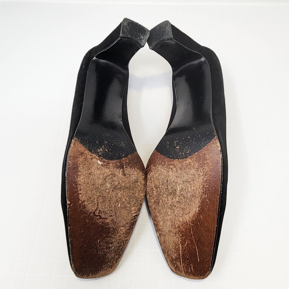 Stuart Weitzman Womens Black Suede Pumps Heels Size 9 M Square Toe Heel Classic - Picture 9 of 9
